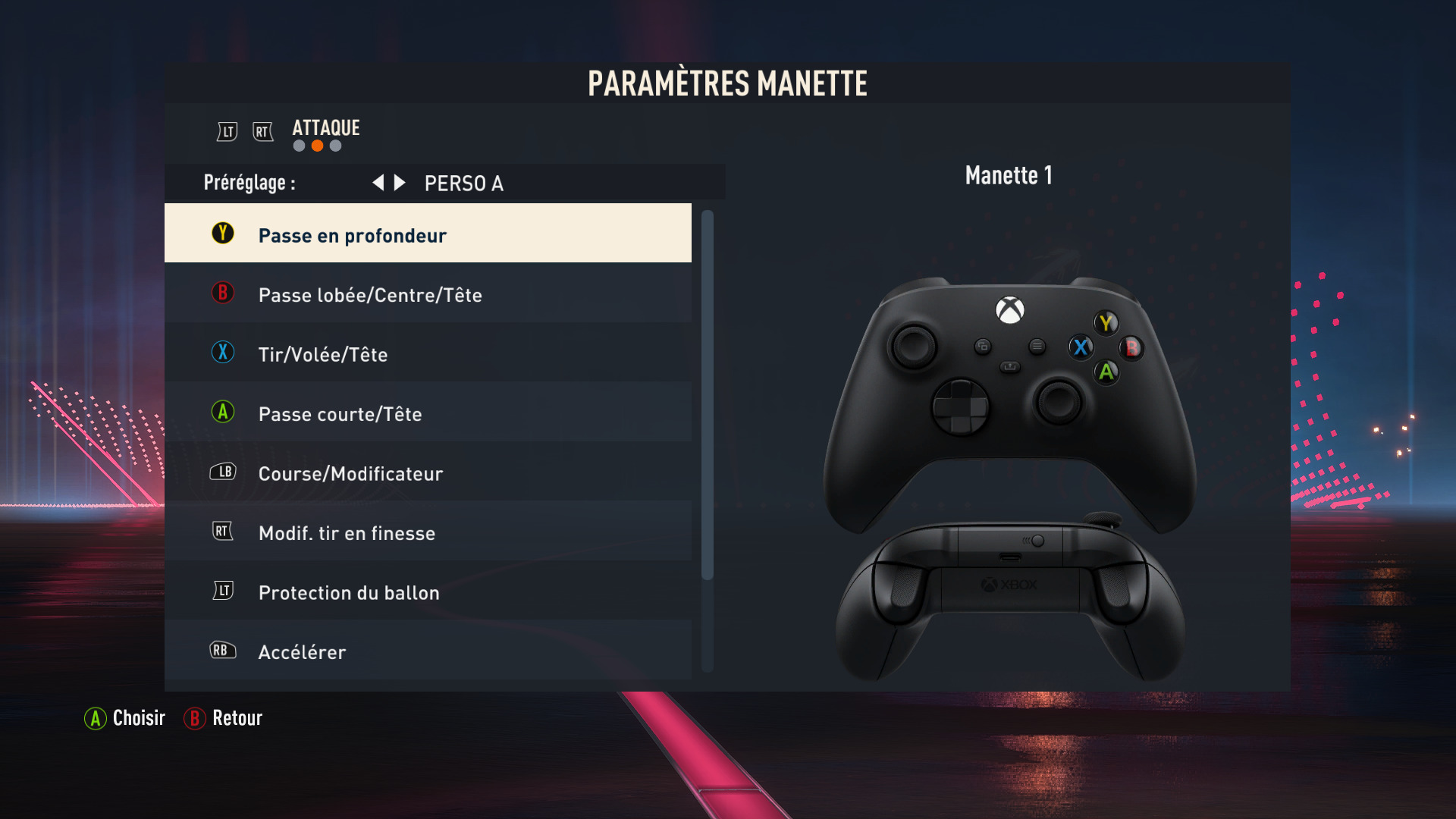 Modification des touches de la manette